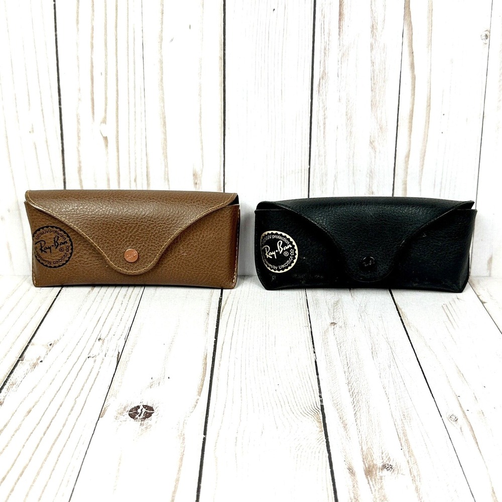 Lot Of 2 Ray Ban Sunglasses Cases Brown And Black Vinyl